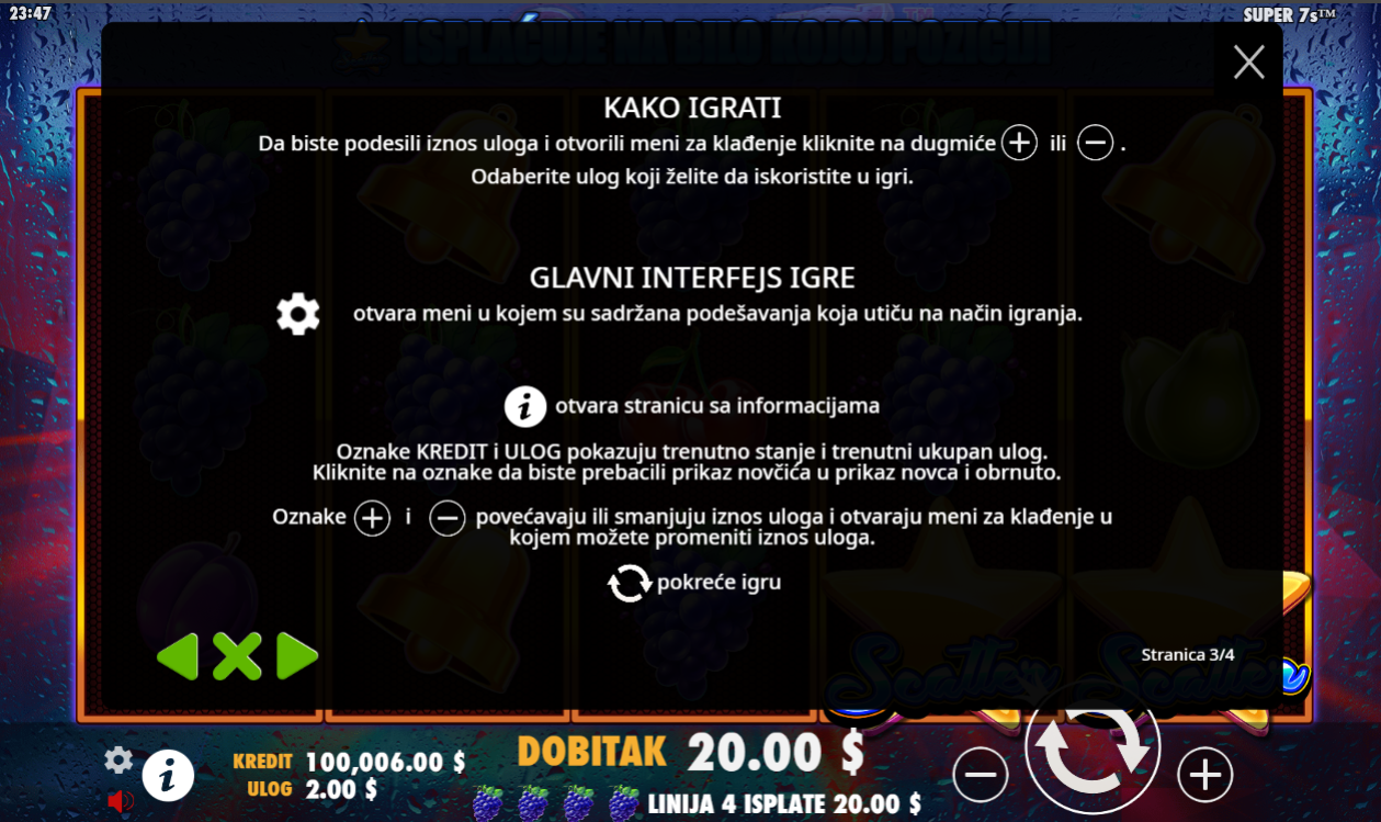 Bonusi i specijalne mogućnosti igre Super 7s