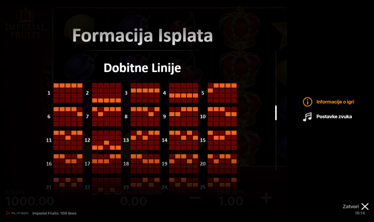 Kako igrati slot Imperial Fruits 100 lines za pravi novac